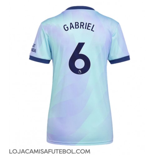 Camisa de Futebol Arsenal Gabriel Magalhaes #6 Equipamento Alternativo Mulheres 2024-25 Manga Curta